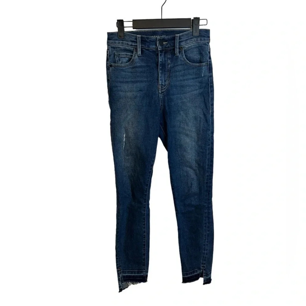 Level 99 Dark Wash Skinny Ankle Fray Jeans